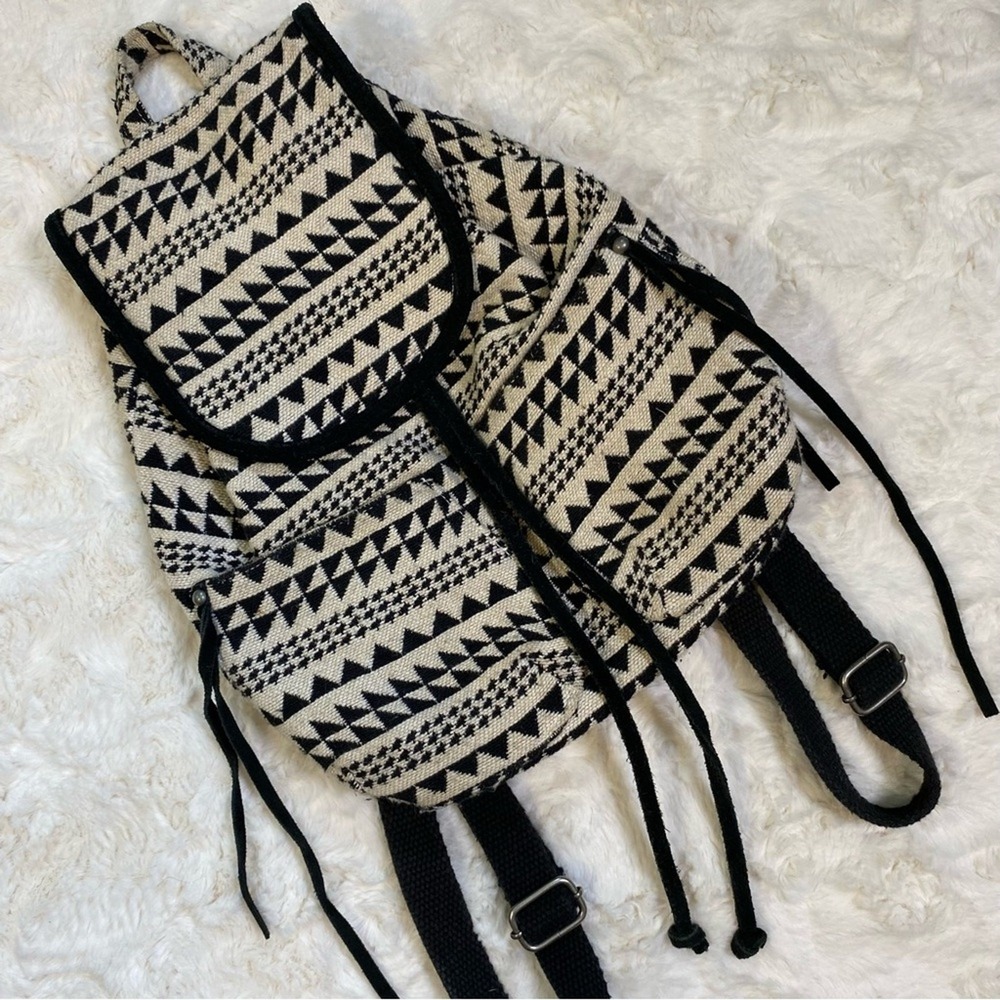 American Eagle Drawstring Tribal Aztec Print Embr… - image 2